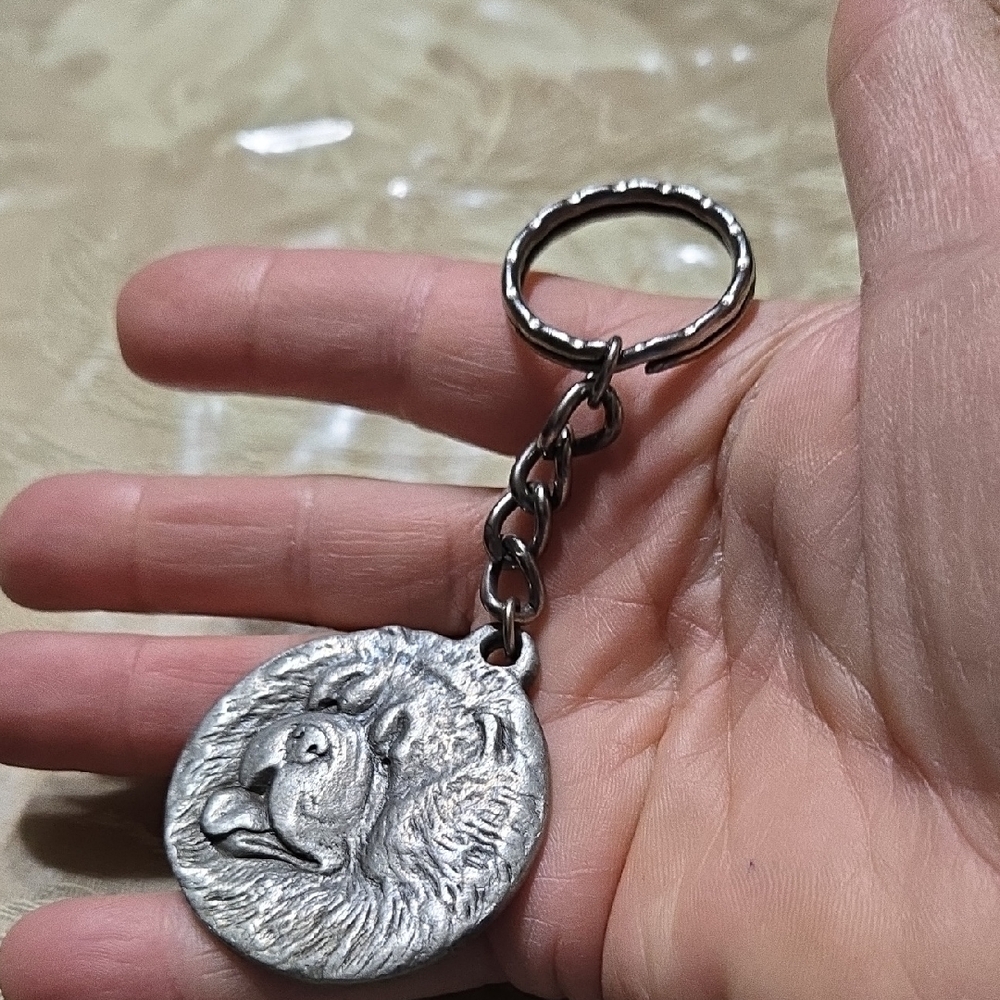 Vintage 1983 Rawcliffe Pewter I love My Chow Chow Keychain Ring Made In The USA